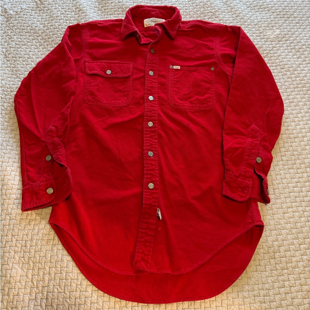 Vintage Polo Ralph Lauren Dungarees Red Button Up Shirt Size Small